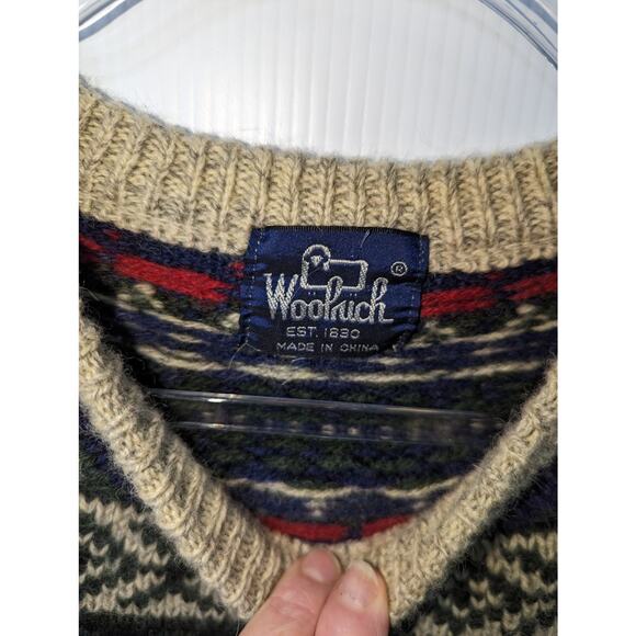Vintage Y2K Woolrich Fair Isle Wool Sweater Unisex Apres Ski - Picture 3 of 8